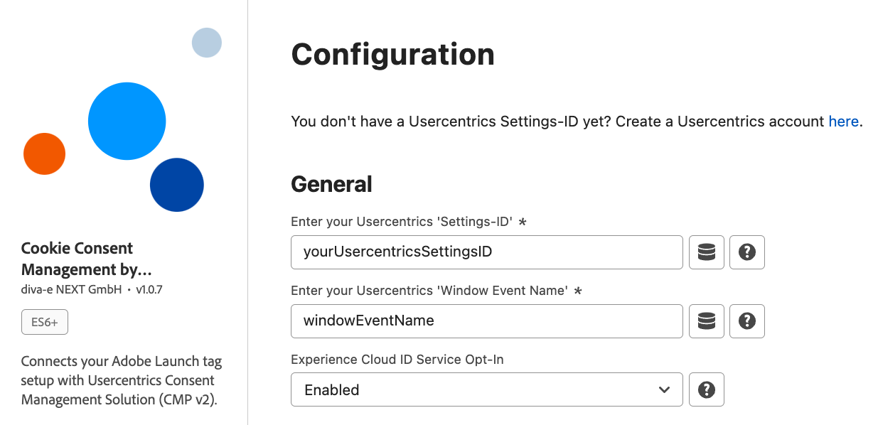 extension configuration page