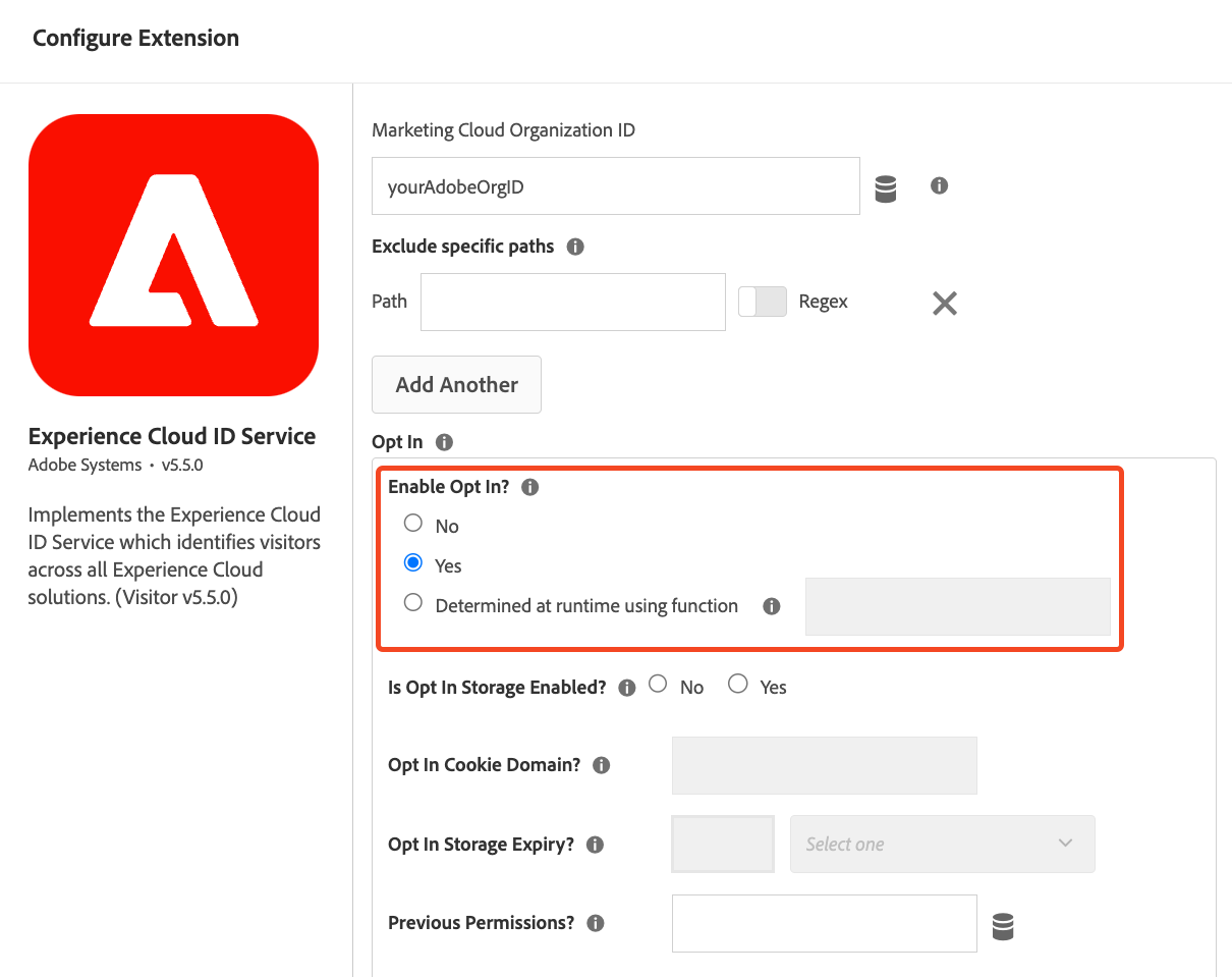 Experience Cloud ID Service extension config